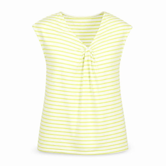 Whistles Women's Yellow Striped V-Neck T-Shirt Size 2