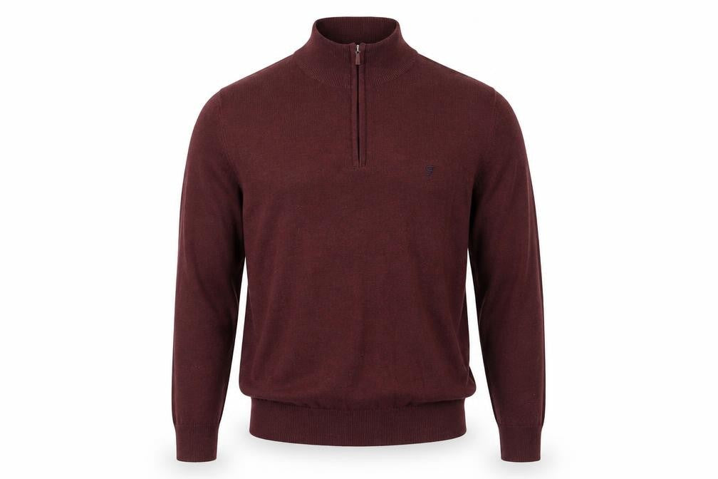 Farah Men's Red High-Neck Cotton Jumper, M