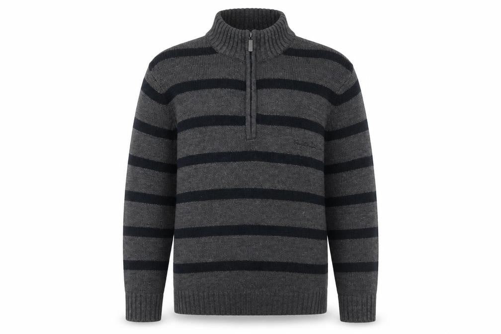 Pierre Cardin Men's Grey Striped Pullover Jumper S