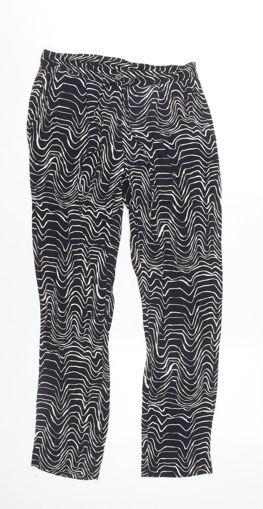 Jigsaw Women’s Black Geometric Trousers Size 8