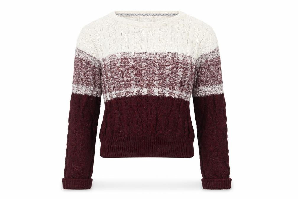 SC&CO Women's Multicoloured Cable-Knit Jumper Size 12