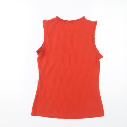 Back view of Jacqueline de Yong Women's Red Sleeveless Tank Top