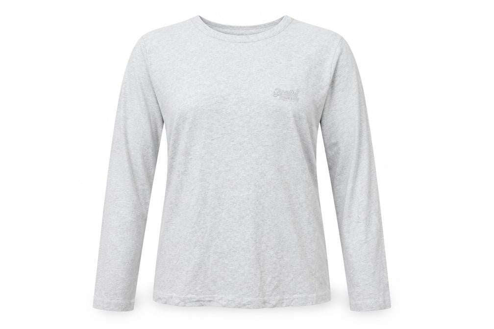 Superdry Women's Grey Cotton Long Sleeve T-Shirt UK 10