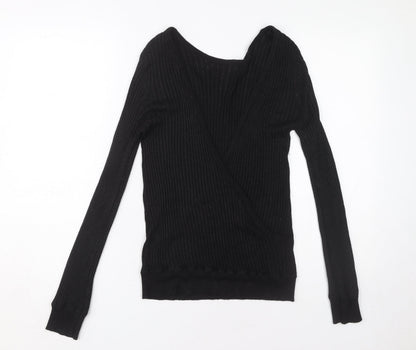 Back view of Jacqueline de Yong Black Wrap Blouse, size L, Women's