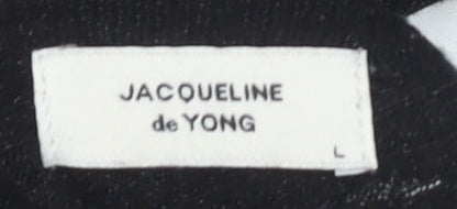 Close-up detail of Jacqueline de Yong Black Wrap Blouse, size L, Women's