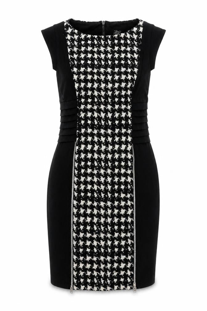 Jax Women's Black Sheath Dress, Size 10, Houndstooth