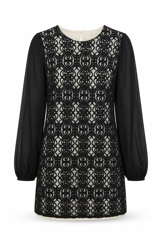 Miss Selfridge Women’s Black Ivory Long Sleeve Dress