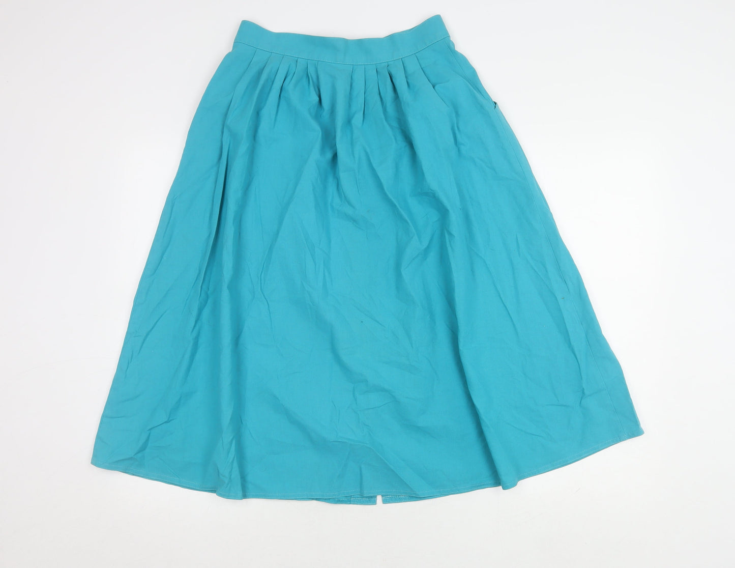 St Michael Women's Blue Cotton Knee Length Skirt