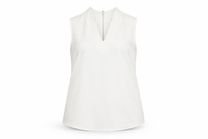 Warehouse Women's White Blouse Size 12 V-Neck Zip