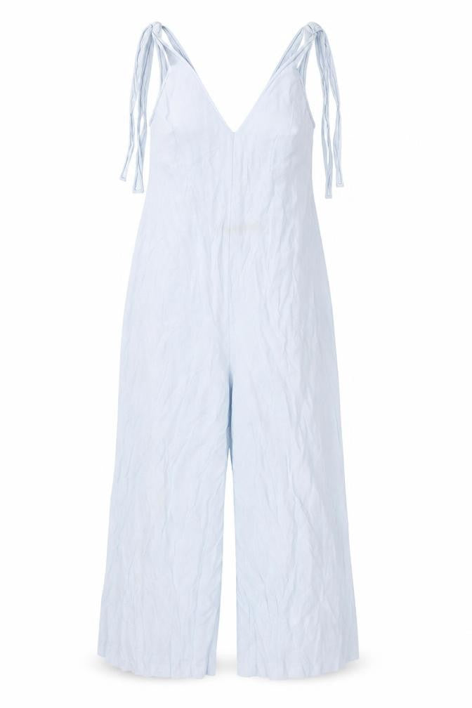Topshop Women Blue Jumpsuit Size 4 Sleeveless Wide-Leg