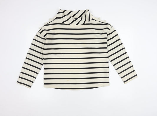 Zara Women's White Striped Mock Neck Blouse Size 12