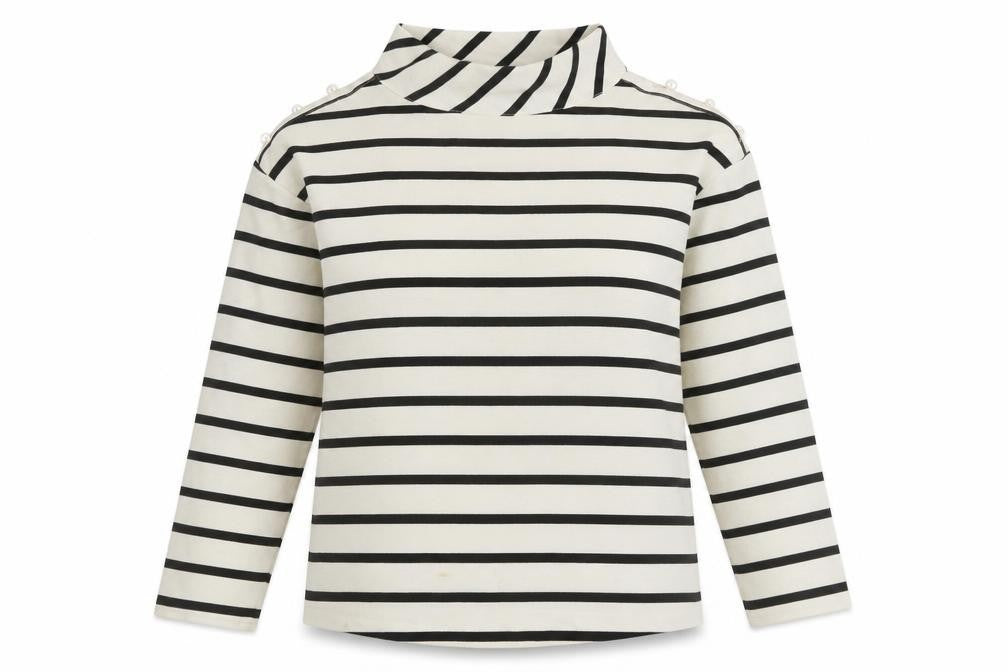 Zara Women's White Striped Mock Neck Blouse Size 12