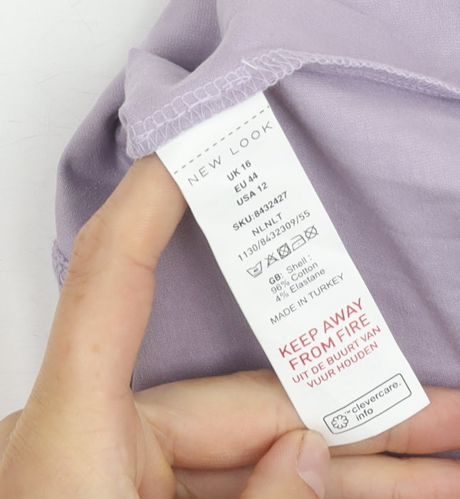 New Look Women's Purple Cotton Long Sleeve Top Size 16