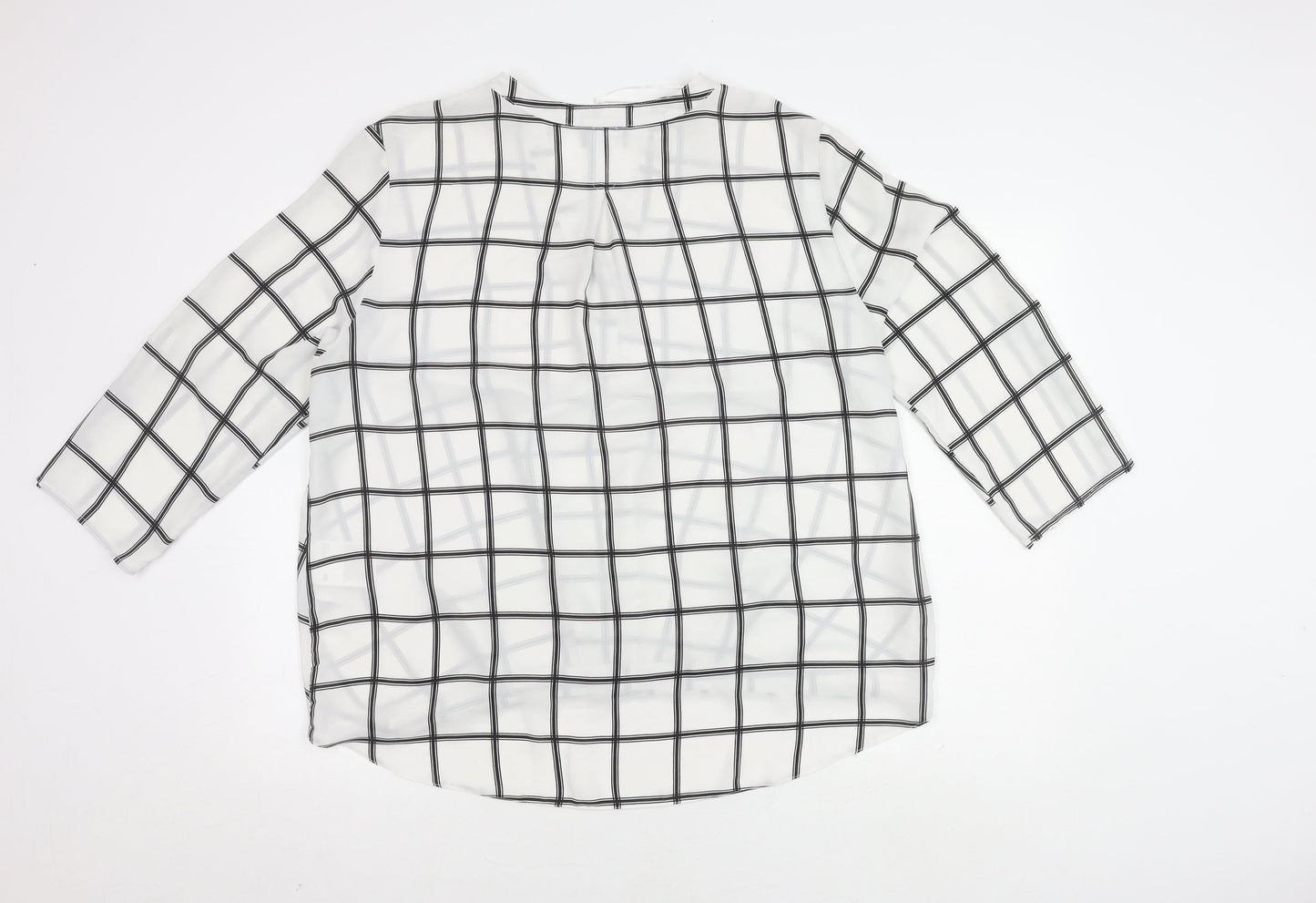 Yessica Women's White Check Blouse 3/4 Sleeve