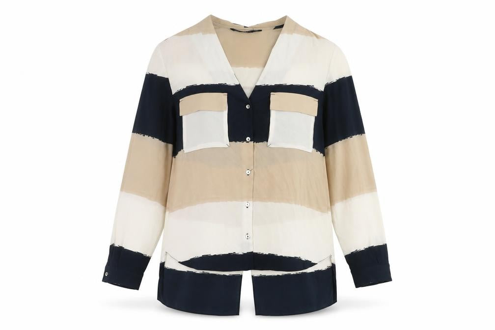 Zara Women's Multicoloured Striped Button-Up Shirt M