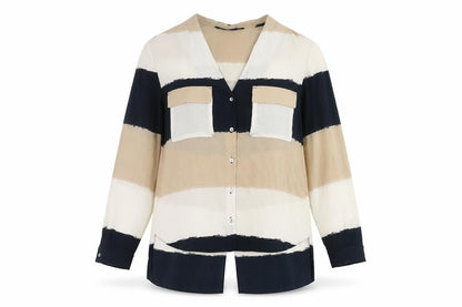 Zara Women's Multicoloured Striped Button-Up Shirt M