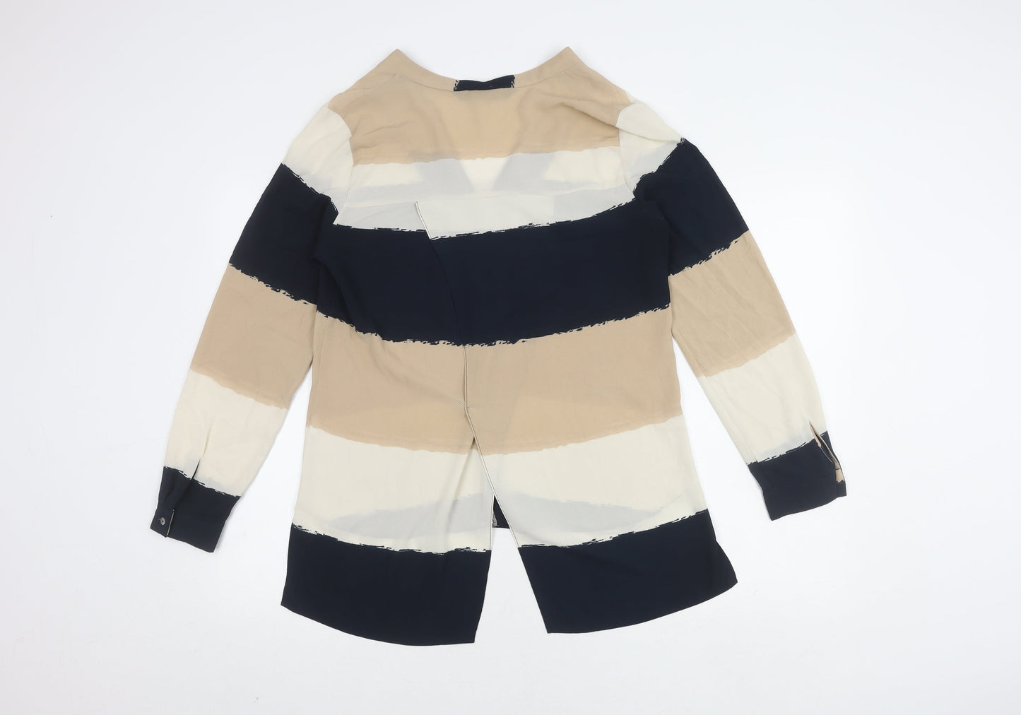 Zara Women's Multicoloured Striped Button-Up Shirt M