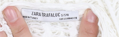 Zara Trafaluc Women's White Crochet Top Size 8