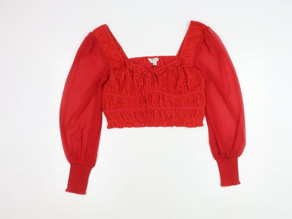 Additional front view of Miss Selfridge Women's Red Cropped Top UK 10