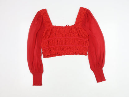 Back view of Miss Selfridge Women's Red Cropped Top UK 10