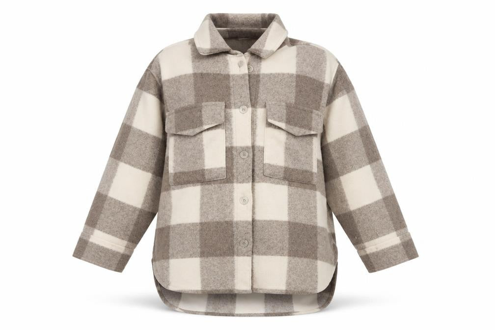 H&M Women's Grey Check Button Jacket Size M Casual