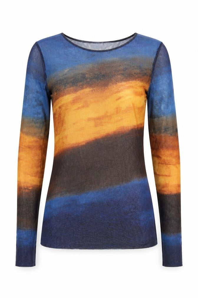 Zara Multicoloured Mesh Top - Women's M, Long Sleeve