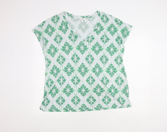 Marks and Spencer Women's Green T-Shirt, Size 16, V-Neck