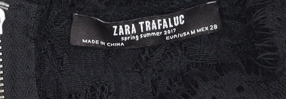 Zara Women's Black Lace Cropped Blouse Size XS