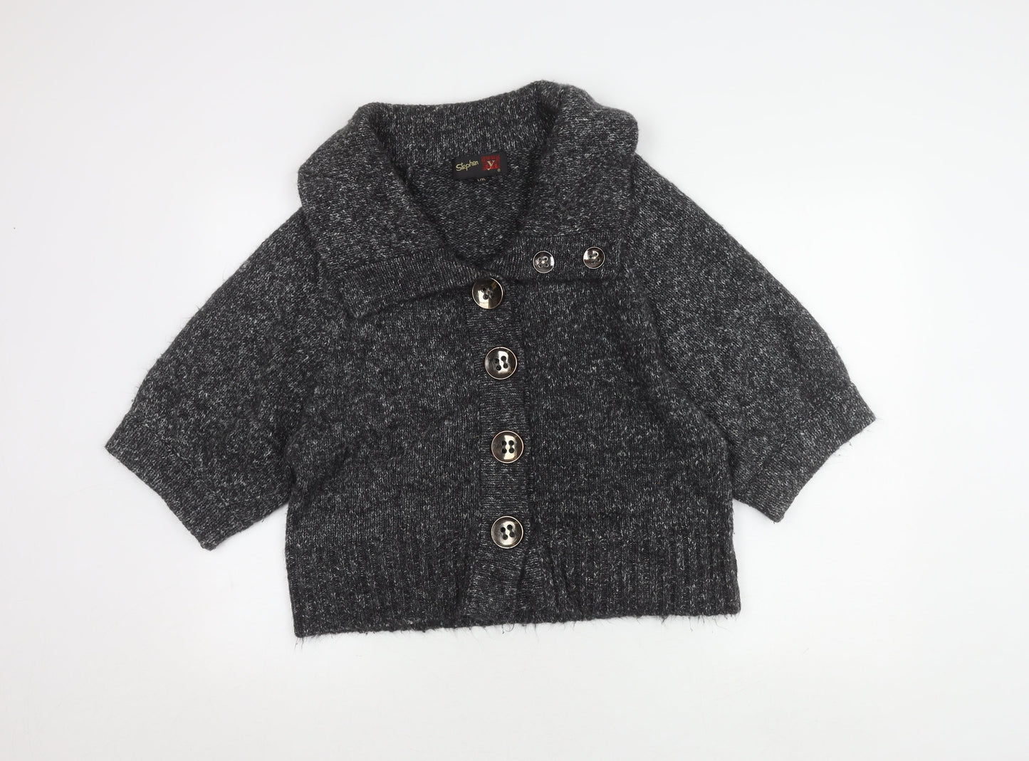 Stephen Y Women's Grey Collared Cardigan L/XL