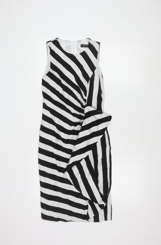 Forcast Women's Black Striped Sleeveless Dress