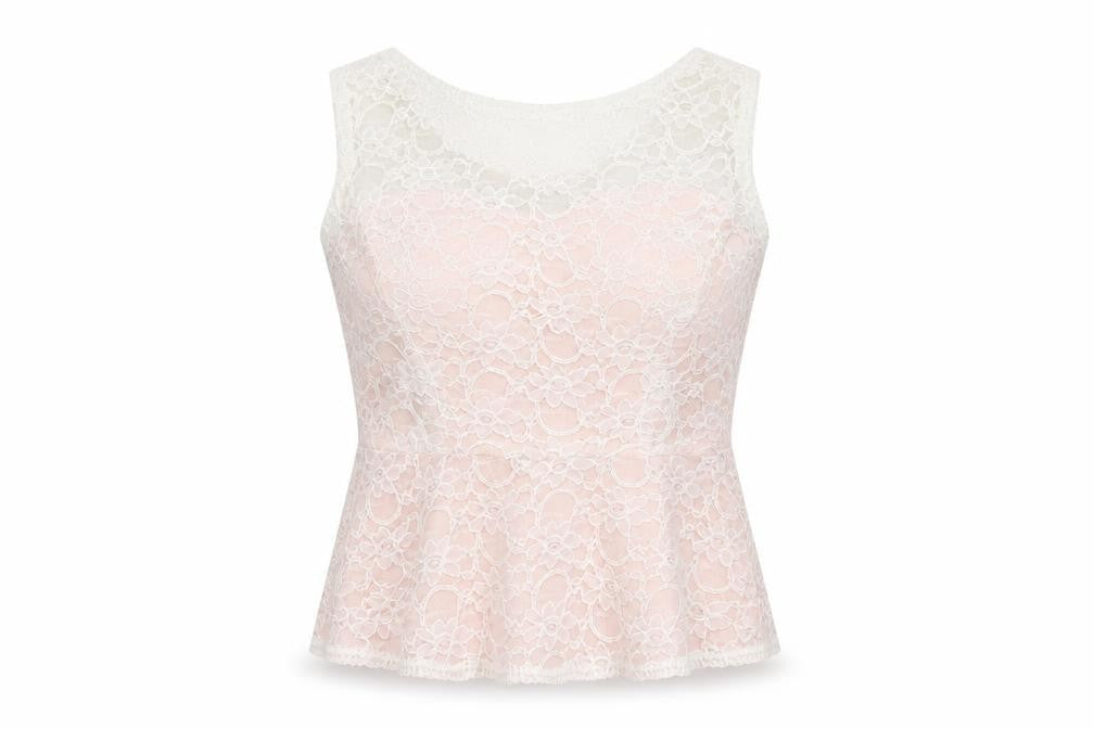 Mori Lee Women's Pink Lace Sleeveless Top, Size 16