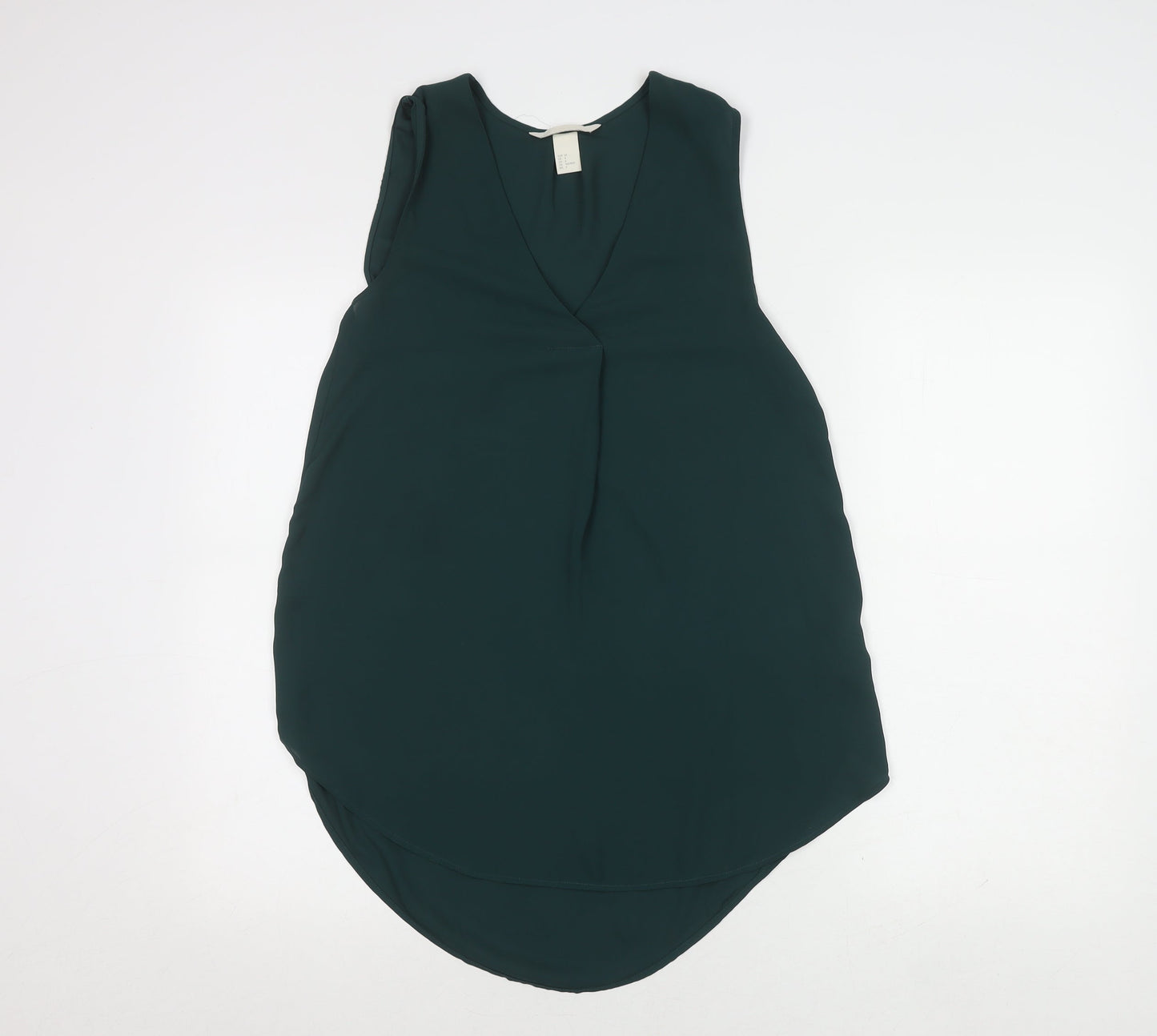 H&M Women's Green Sleeveless V-Neck Blouse Size 6