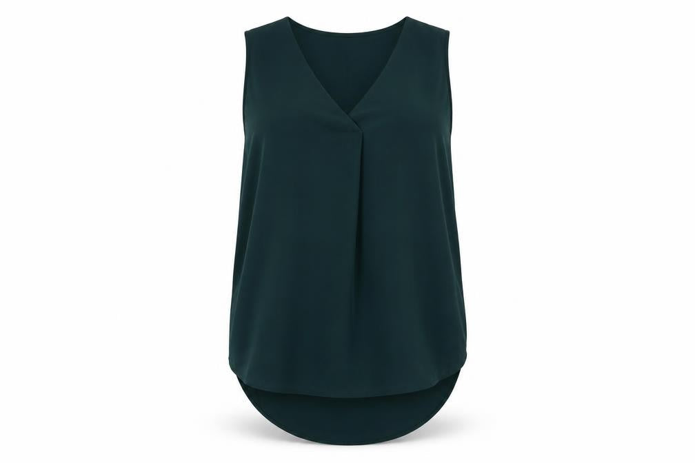 H&M Women's Green Sleeveless V-Neck Blouse Size 6