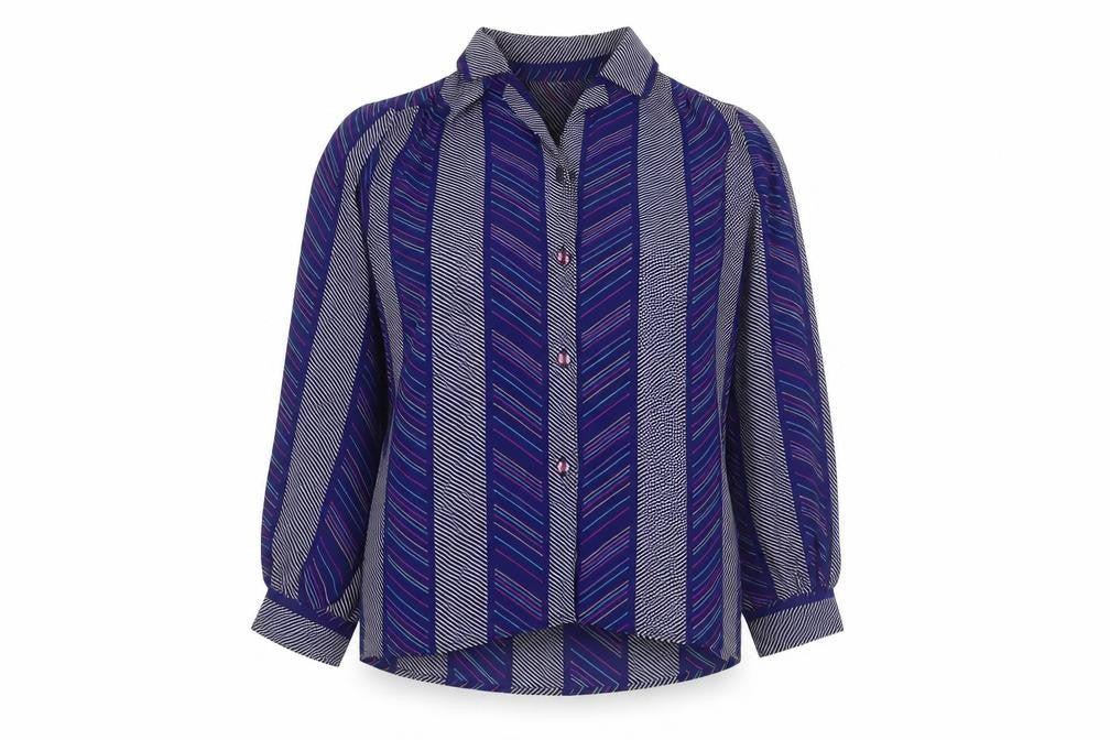 Clarissa Women's Blue Striped Button-Up Shirt Size 10