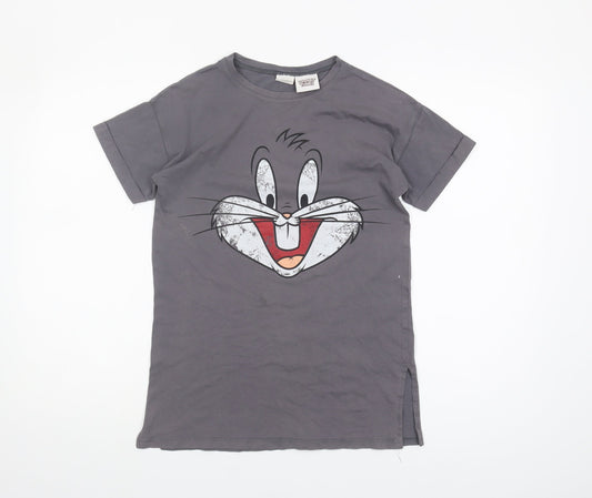 Looney Tunes Girls Grey T-Shirt 9 Years Graphic Print