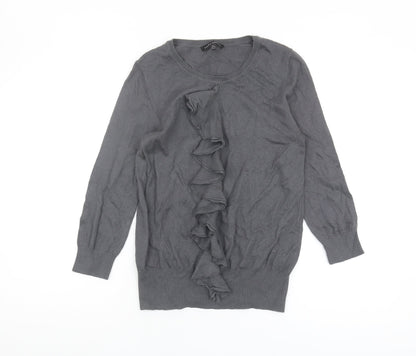 Additional front view of Laura Ashley Grey jumper, size 10, Ruffle Accent