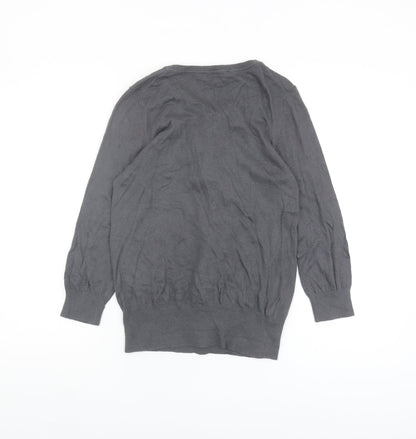 Back view of Laura Ashley Grey jumper, size 10, Ruffle Accent