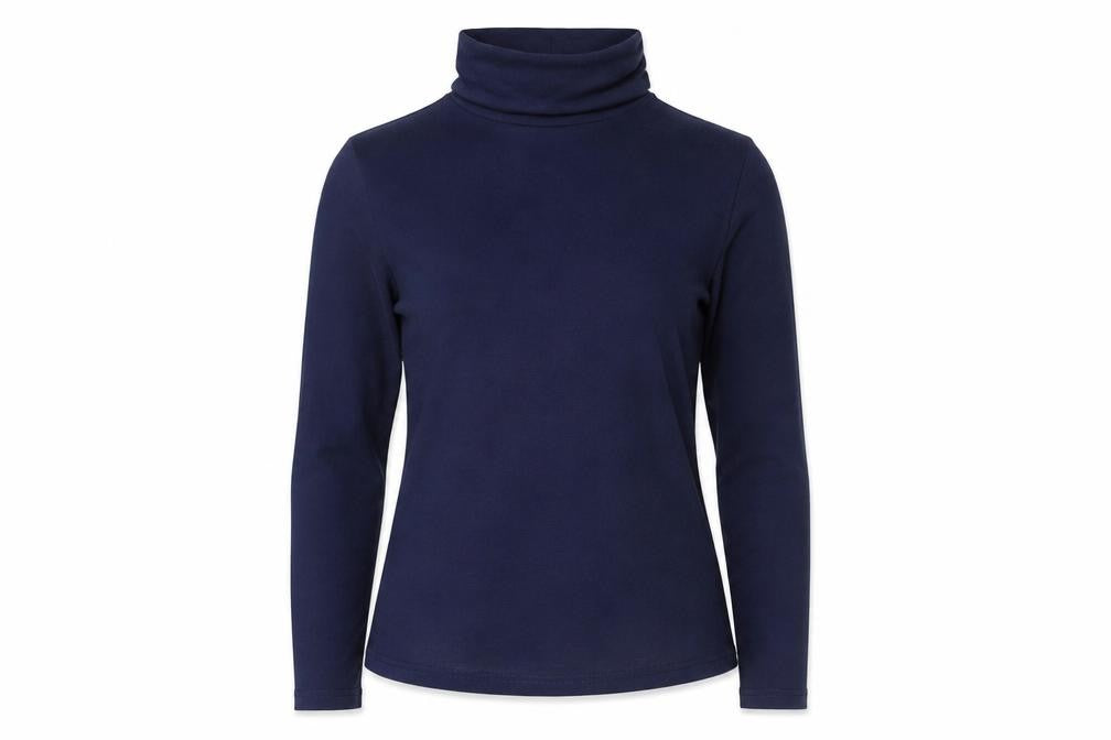 WoolOvers Women's Blue Roll Neck Long Sleeve Top - S