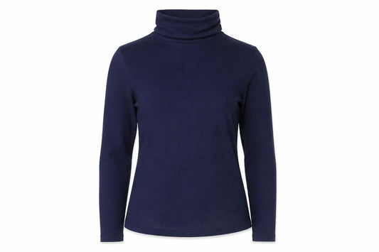WoolOvers Women's Blue Roll Neck Long Sleeve Top - S