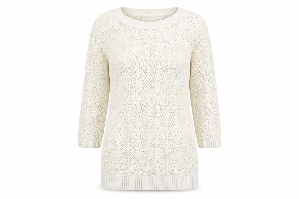 Fat Face Women’s Ivory Open-Knit Jumper, Size 8