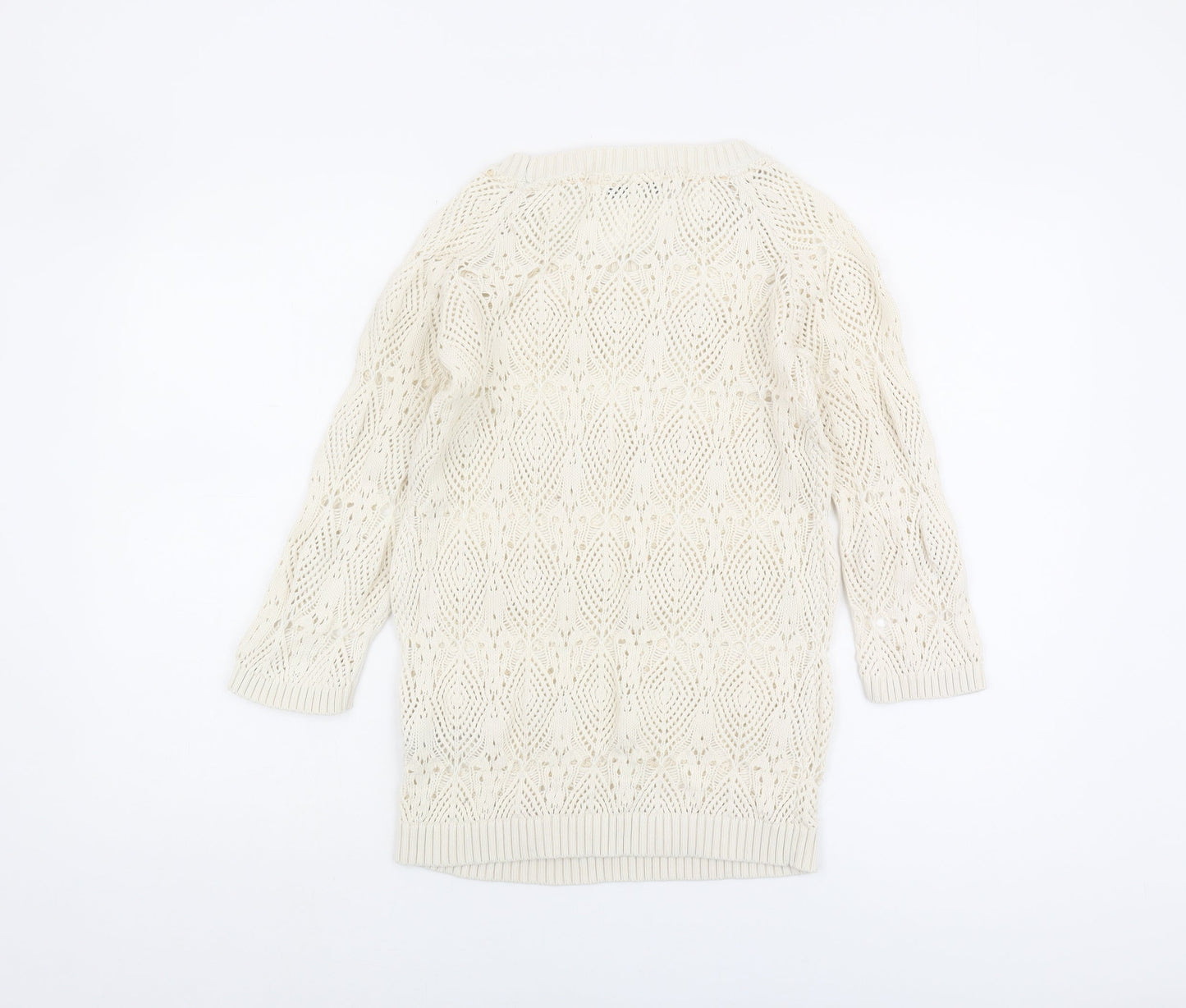 Fat Face Women’s Ivory Open-Knit Jumper, Size 8