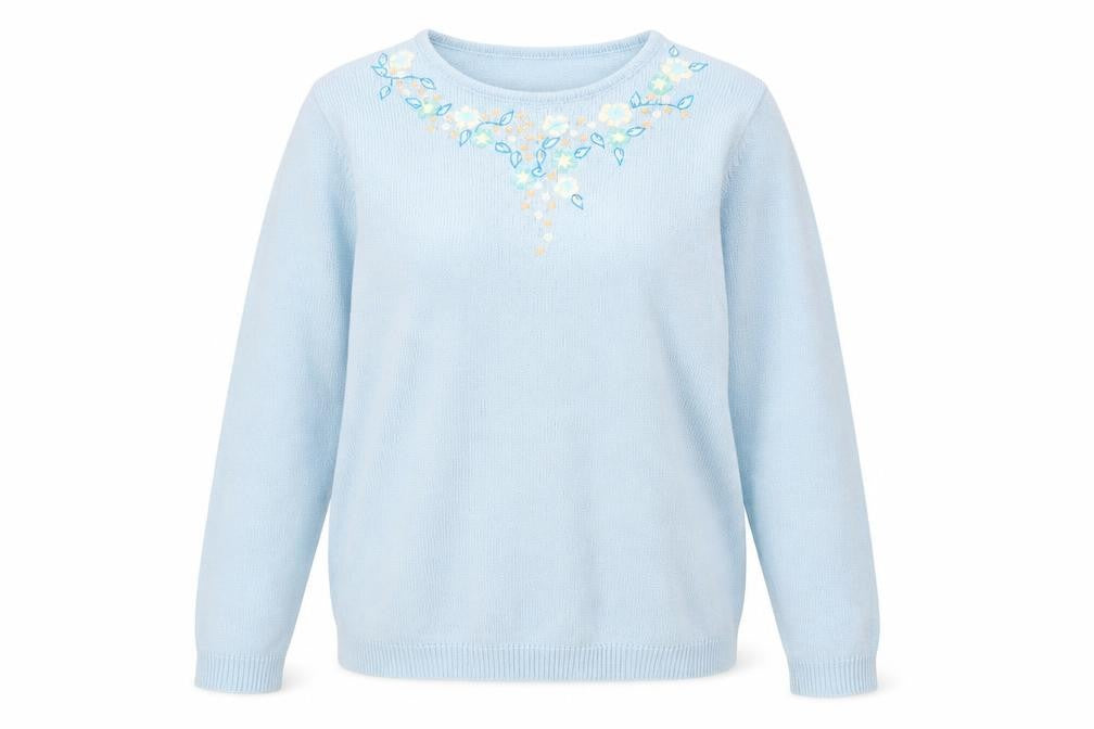 Honor Millburn Women's Blue Jumper M Embroidered Knit