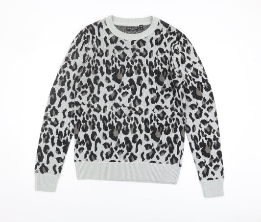 Brave Soul Women's Grey Animal Print Pullover Jumper M