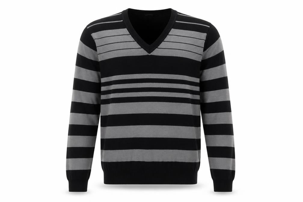 Brave Soul Men's Black Striped Pullover Jumper M