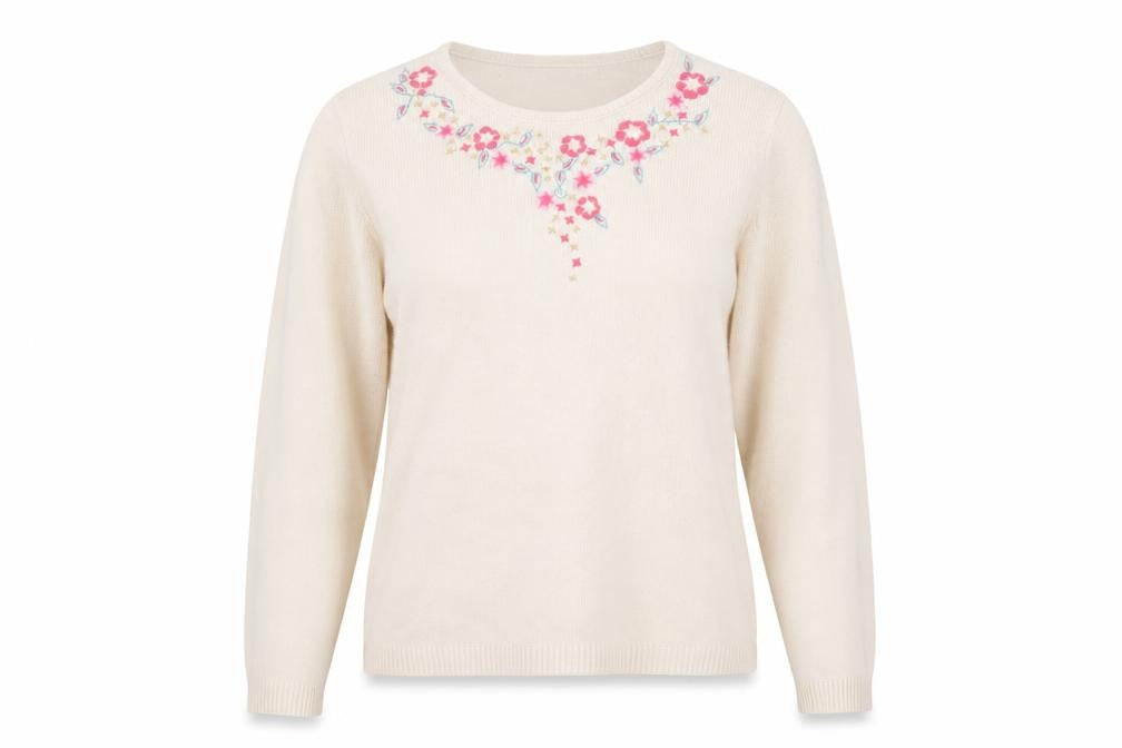 Honor Millburn Beige Embroidered Women's Pullover Jumper M