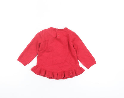 Back view of Disney Red Minnie Mouse Jumper 6-9M unisex baby knitwear