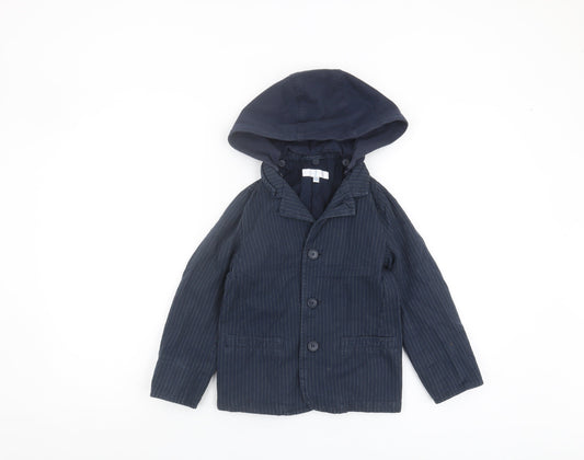 Jasper Conran Boys Blue Pinstripe Hooded Jacket, 7 Years