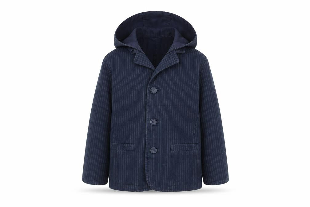 Jasper Conran Boys Blue Pinstripe Hooded Jacket, 7 Years