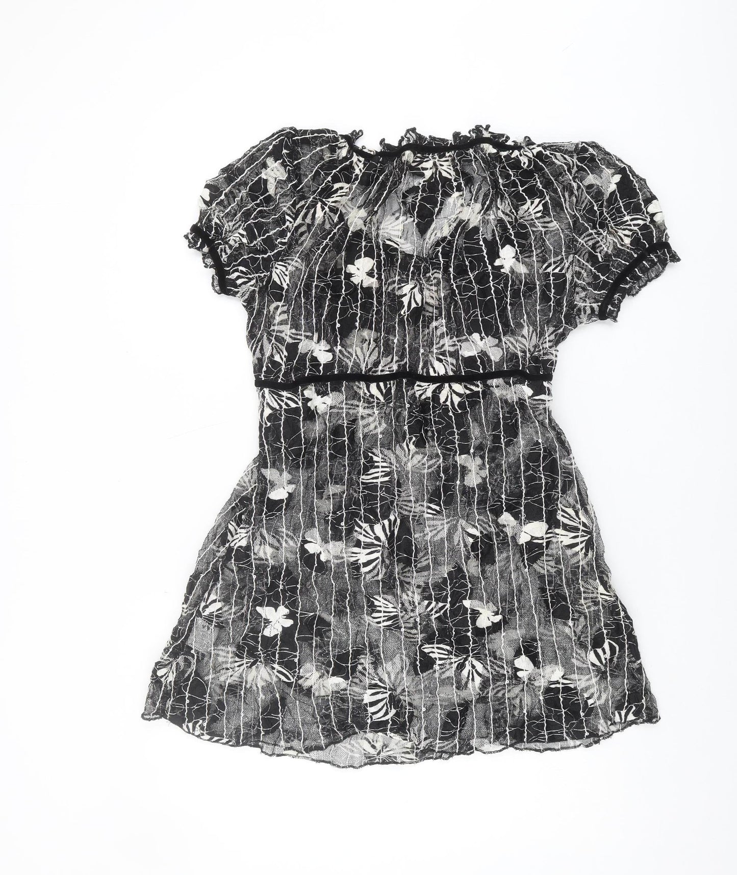 Per Una Women's Black Floral Mesh Dress Size 16
