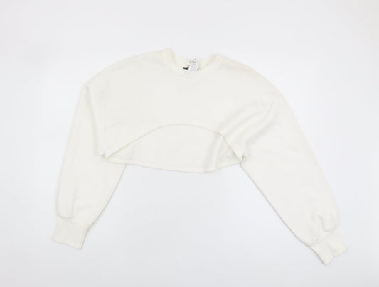 Zara Women's White Pullover Sweatshirt, Size L, Casual Knit